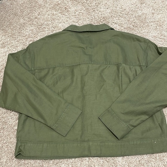 Lucky Brand Women’s Jacket Large Green Cotton Blend Button Front Cropped Casual - Picture 3 of 9